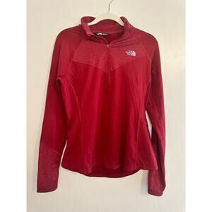 North Face Women's Red Warm Slim FIt Running 1/2 Zip Long Sleeve Pullover Medium